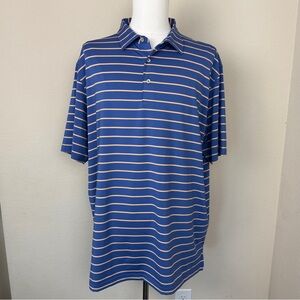 Peter Millar Summer Comfort Blue and Orange Striped  Golf Polo | Men’s | XXL